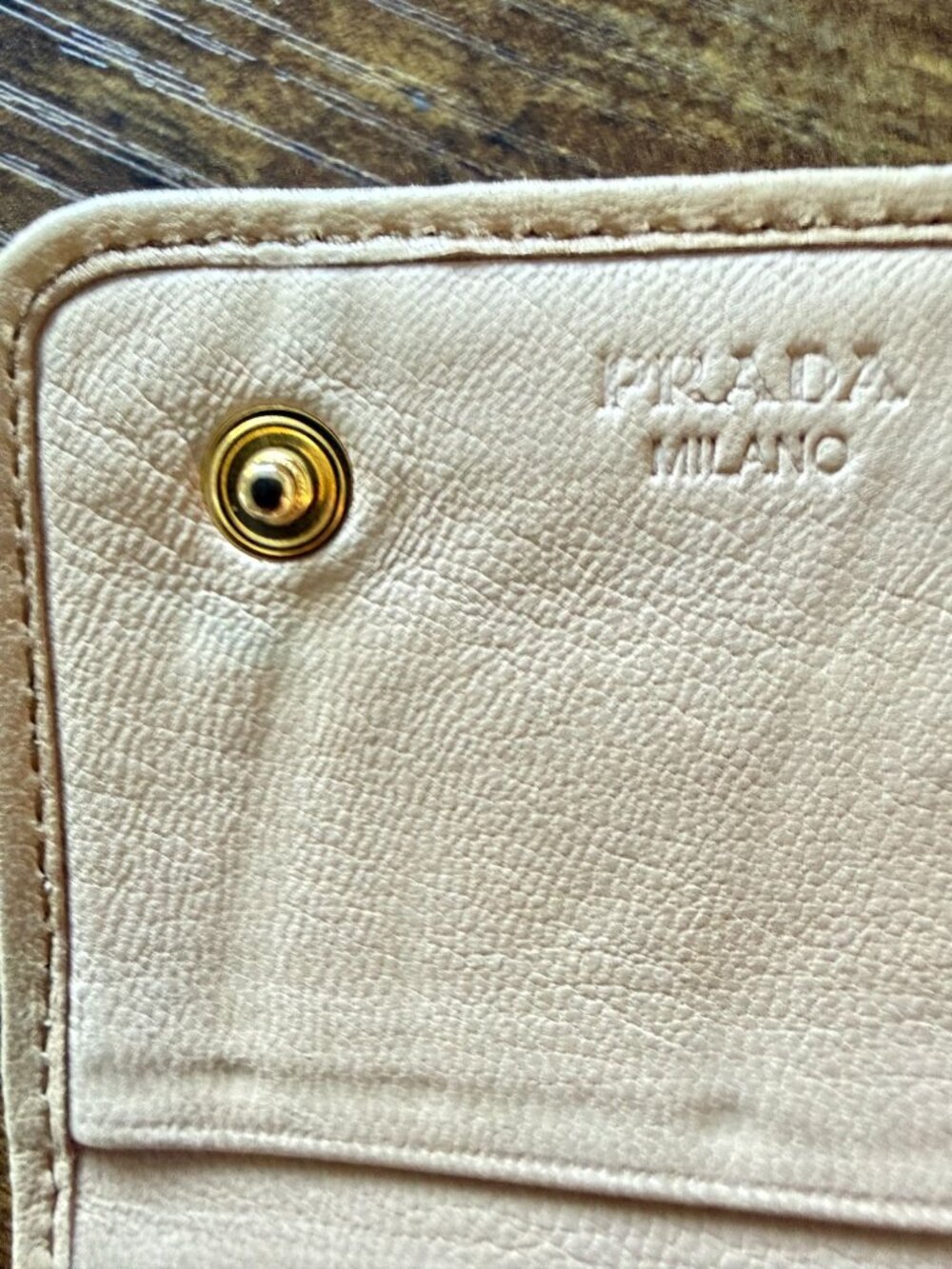 Prada Nappa Gaufre Continental Wallet 1M1132 Beige Gathered Leather Auth Card - Picture 5 of 12